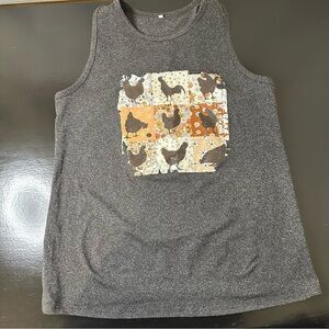 Whimsical Chicken Print Razorback tank